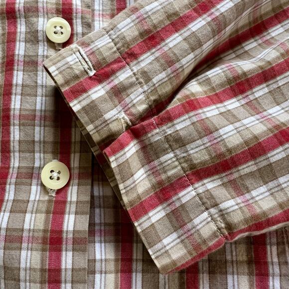 Vintage Dockers Womens Plaid Button Down Blouse Shirt Top Red Brown Medium - Picture 11 of 14